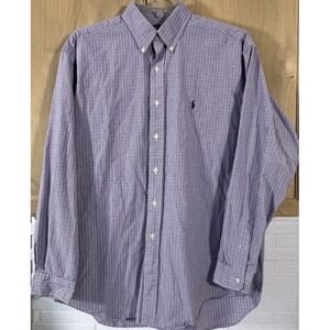 Polo Ralph Lauren Blake Purple Blue Check LS Button Down Shirt Mens Large